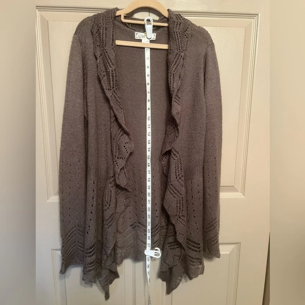Decree Brown Ruffled Cardigan - Picture 6 of 9
